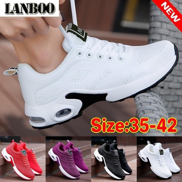 LANBOO Sneakers for Women Casual Shoes Lightweight Air Cushion White Sneakers Breathable Sport Shoes Outdoor Running Shoes Tennis Shoes