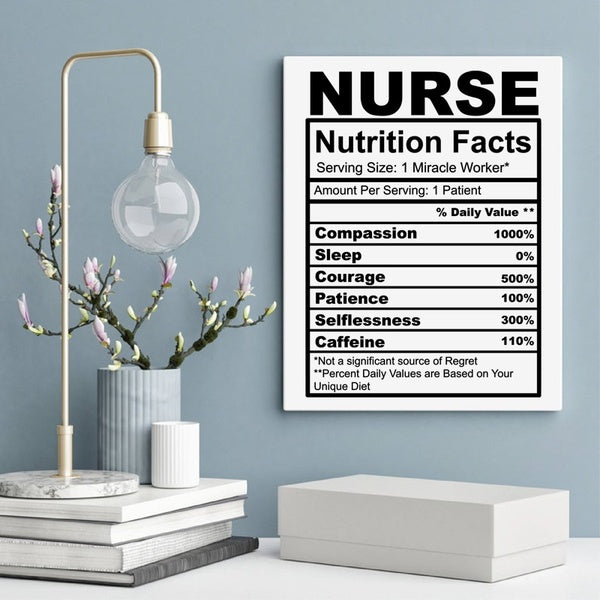Nurse Nutrition Facts Quote Print Black White Poster Nurse Appreciation Art Canvas Painting Office Wall Decor Nurse Gift No Frame