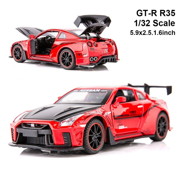 1:32 Scale Die-scast Car Model Toy for Nissan GTR R35 Sound Light Collection Kids Toy Gift
