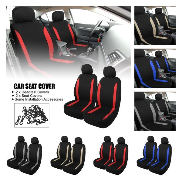 4pcs Universal Interior Car Seat Covers Head Rest Cover Washable Flat Padding Polyester Sponge Car Seat Covers Fit for Cars Trucks and SUVs Red & Black