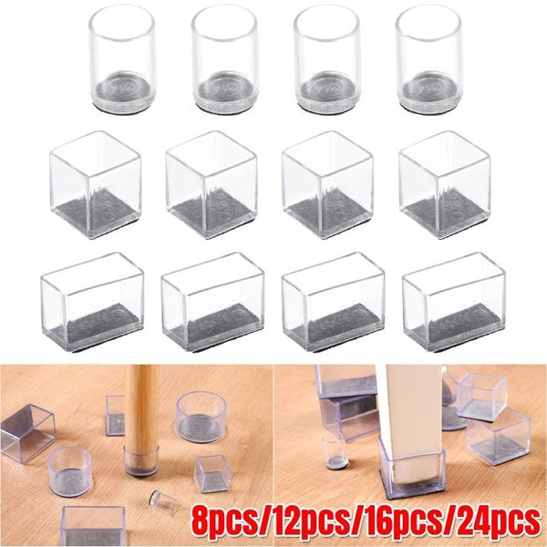 8-12-16-24pcs Chair Leg Floor Protectors with Felt Pads PVC & Felt Table Leg Protectors Chair Leg Caps for Hardwood Floors Chair Leg Covers