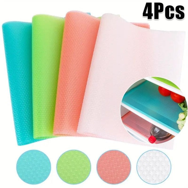 4 Pcs Refrigerator Liners, Waterproof & Oilproof Washable Mats Covers Pads, Home Kitchen Gadgets Accessories Organization for Top Freezer Glass Shelf