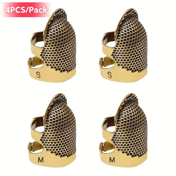 4pcs Retro Finger Protector Adjustable Antique Thimble Ring Handworking Needle Thimble Needles Craft Household DIY Sewing Tools Accessories