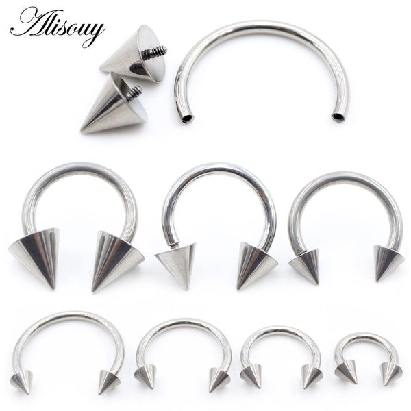 Alisouy 1PC Cône En Titane Fileté À L'intérieur Fer À Cheval Anneau De Nez Tragus Septum Helix Cartilage Boucle D'oreille Piercing Bijoux