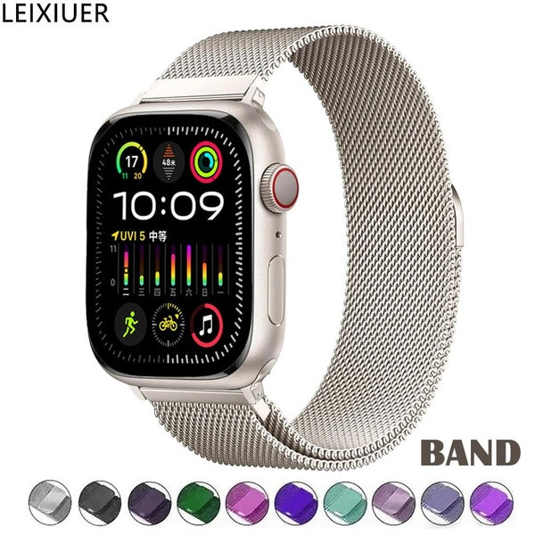 LEIXIUER Metal Magnetic Band for Smart Watch 49mm 45mm 41mm 44mm 40mm 42mm 38mm for SmartWatch Ultra 2-Ultra Series 9 8 7 6 SE 5 4 3 2 1 Stainless St