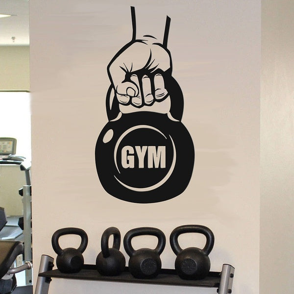 Fitness sticker mural Kettlebell entraînement corps Sport motivation porte fenêtre vinyle autocollants Gym salle d'entraînement décor intérieur
