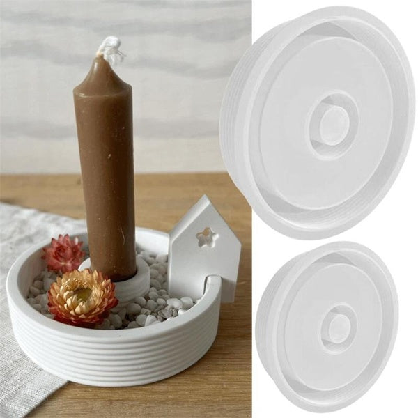2 Sizes DIY Round Decorative Plate Silicone Molds for Holders Making