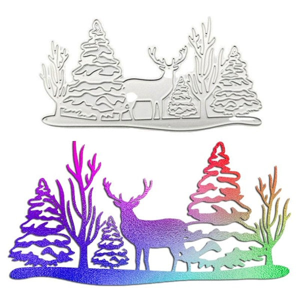 Christmas Tree and Deer Design Pattern Metal Cutting Die Stencil for DIY Scrapbooking Album Photo Embossing Paper Card Craft Decor