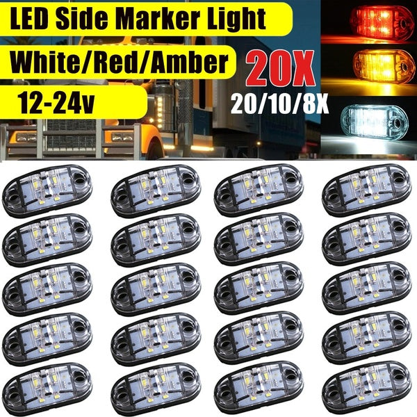 20-10-8PCS 12V-24V 4 LED Side Marker Light Trailer Truck Fender Light Boat Marine Led Lights Front Rear Side Clearance Indicator Light RV Camper Acce