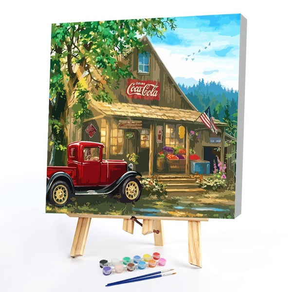 FIYO Coke House Diy Paint by Numbers Kits for Adults and Kids Beginner on Canvas Fashion Oil Painting Wall Art for Gift( No Frame )
