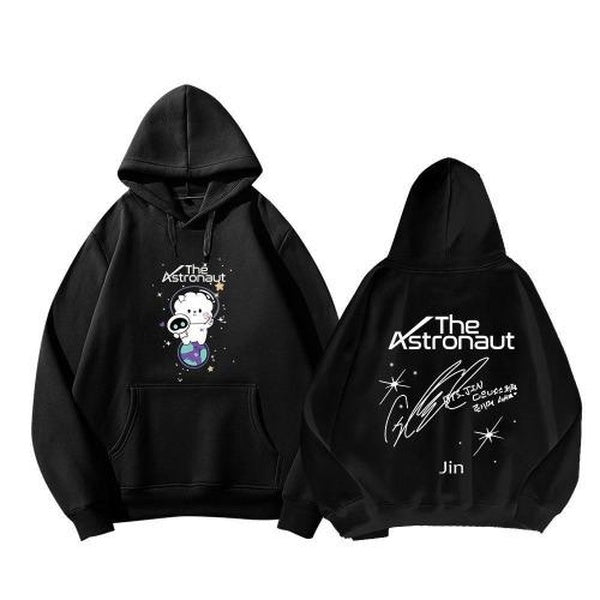 KPOP 防弾少年団 Bangtang Kim Seokjin Jin the Same Pringting RJ Astronaut Cute Sweatshirt Hooded Cotton Fleece Sweatshirt Print Pullover Hoodie