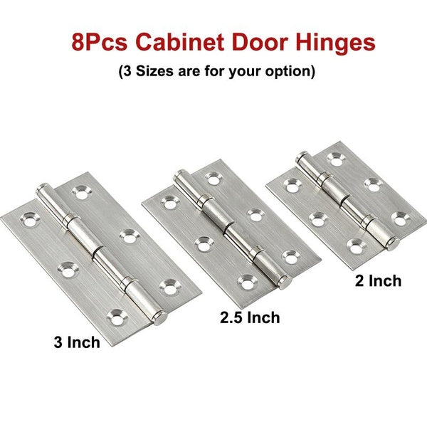 8Pcs Brushed Cabinet Door Hinges,Stainless Steel Hinge for Door Interior Furniture Accessories(2 Inch,2.5 Inch,3 Inch)