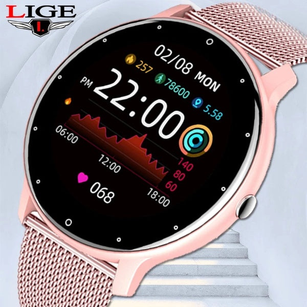LIGE montre intelligente femmes plein écran tactile Sport Fitness montre IP67 étanche Bluetooth pour Android ios smartwatch hommes