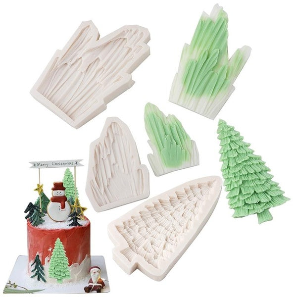 3 Pcs Set Christmas Tree Fondant Cake Silicone Mold,Xmas Birthday Party DIY Cake Decorating for Chocolate,Fondant,Candy,Sugarcraft,Cupcake Topper,Pas