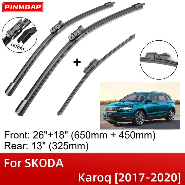 Car Wiper Blades For SKODA Karoq 2017-2020 26" 18" 13" Front Rear Wiper Blades Brushes Cutter Accessories 2017 2018 2019 2020
