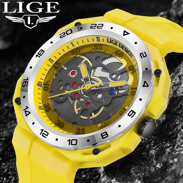 LIGE mode sport décontracté Quartz homme montres en plein air montre militaire pour hommes étanche chronographe lumineux Silicone engrenage horloge