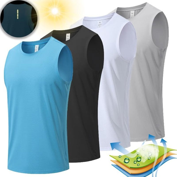 With Reflective Men's Quick Dry Breathable Fit Moisture Wicking Active Athletic Performance Tank Top Stretch Ultra-Soft Breathable Sleeveless Vest