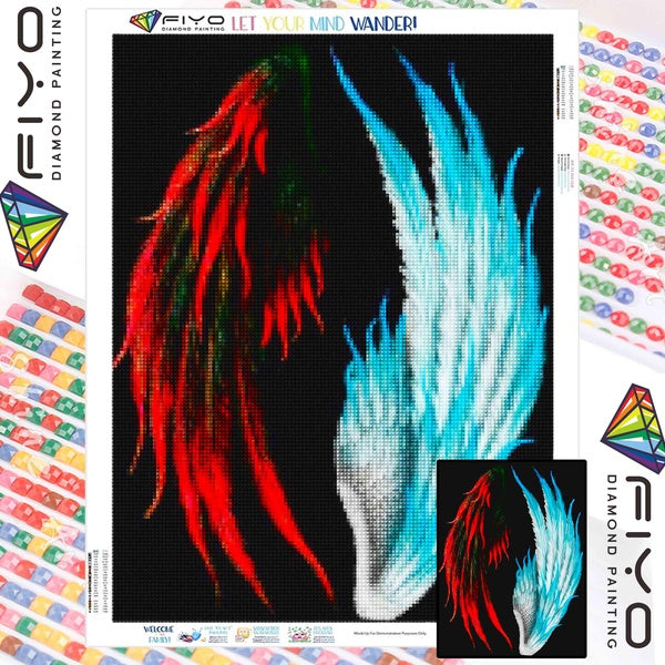 FIYO Black and White Wings Diamond Painting Kits For Adults DIY 5D Diamond Mosaic Diamond Painting Home and Kitchen Fashion Canvas Pictures Wall Deco