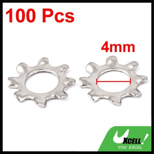 M4 304 Rondelles de blocage en étoile en acier inoxydable 100 pièces