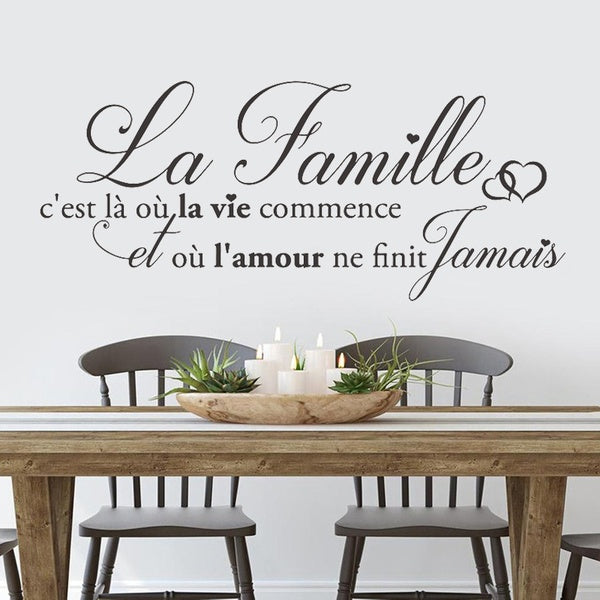 Family French Quote Wall Sticker Quotes Bedroom Living Room Home Decor Vinyl Wall Decals Removable France Murals