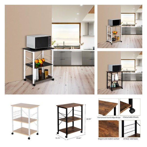 3-Tier 24" Kitchen Utility Microwave Oven Stand Storage Cart Shelf
