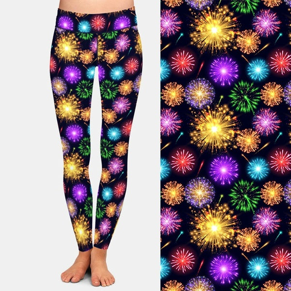 Feux d'artifice colorés Imprimer Fitness Leggings 2020 Arrivée Slim YOga Pantalon Taille Haute Plus La Taille Running Jogger Pantalon Anti-rides Hip