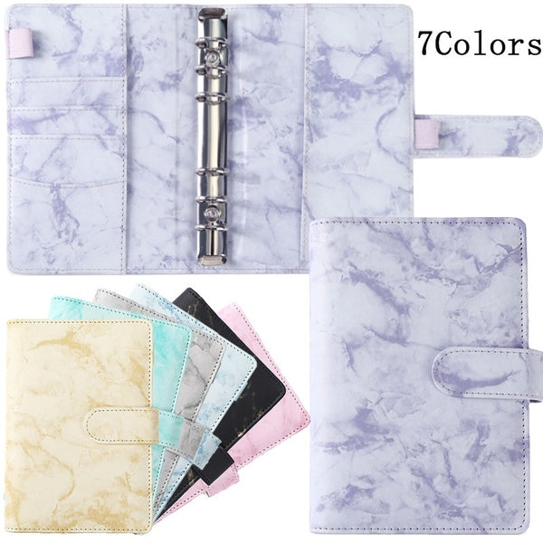 A6 Marble Budget Binder Refillable Notebook for A6 Filler Paper, Personal Planner Binder Cover with Magnetic Buckle Closure