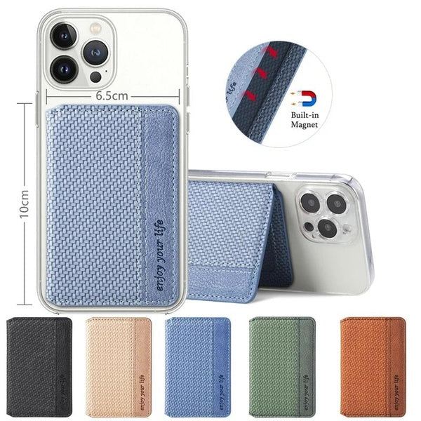 Porte-cartes adhésif pour téléphone portable, porte-cartes adhésif pour téléphone portable, porte-cartes magnétique à motif en fibre PU pour l'arrièr