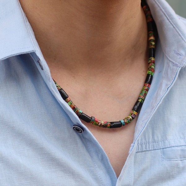 Minimalist 100% Natural Wood Necklace For Men 48cm Choker Necklace Gift For Boyfriend Husband Adjustable Male Punk Necklace