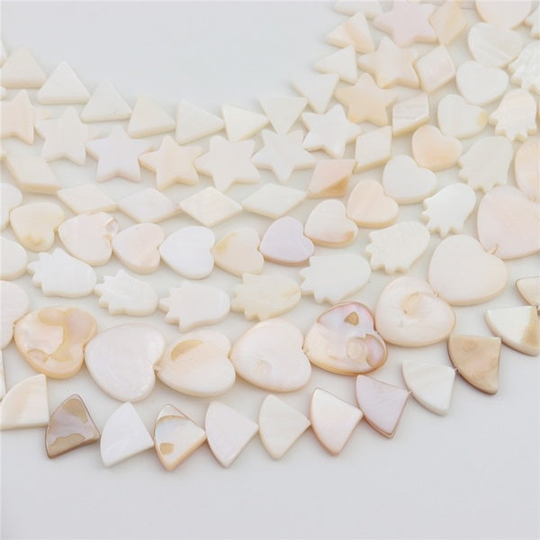 1Strand Heart Star Shell Beaded Accessories White Natural Mother of Pearl Shell Beads Rounded Oval Rectangle Beads Jewelry DIY Matron Inn