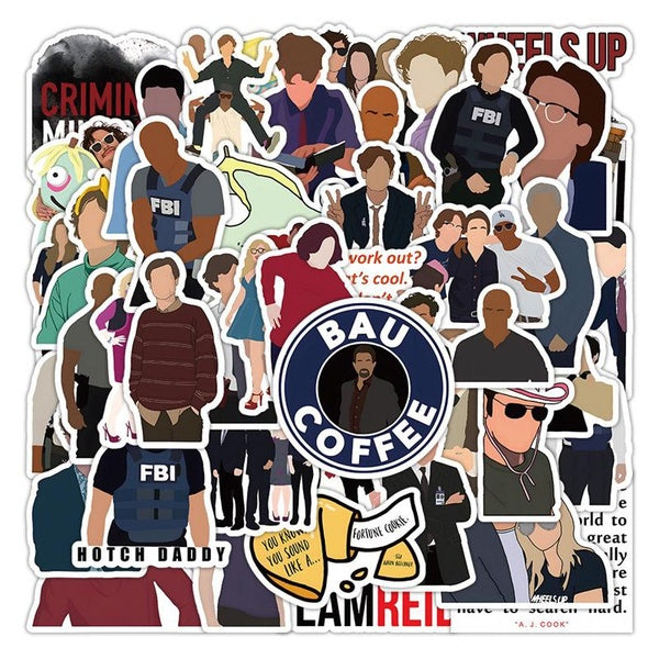 10-50Pcs TV Show Criminal Minds Stickers Aaron Hotchner Derek Morgan Graffiti Stickers for DIY Luggage Laptop Skateboard Motorcycle Bicycle Stickers
