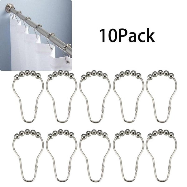 Shower Curtain Ring Hooks Metal for Bathroom Shower Rods Curtains Liners 10pcs