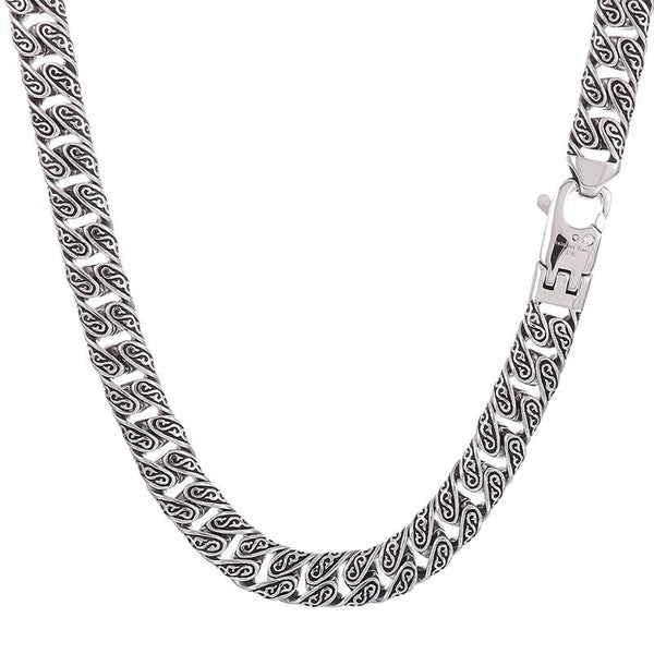 Vintage Cool 12MM Wide Curb Chains Necklace for Men Stainless Steel Punk Statement Halloween Jewellery Accessories Men's Necklaces