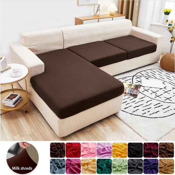 Pure Color Milk Silk Smooth Elastic Seat Cushion Cover Elastic Sofa Cover Room Furniture Protection Cover, Sofa Cover Detachable 1-2-3-4 Seat