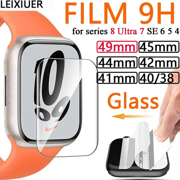 LEIXIUER Screen Protector Film for iWatch Ultra series 8 7 6 SE 5 4 3 2 1 for Apple Watch 49mm 41mm 45mm 44mm 40mm 42mm 38m Soft - Tempered glass Pro