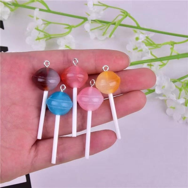10pcs-pack Colorful Lollipop Candy Resin Charms DIY Earring Fashion Jewelry Accessories Matron Inn