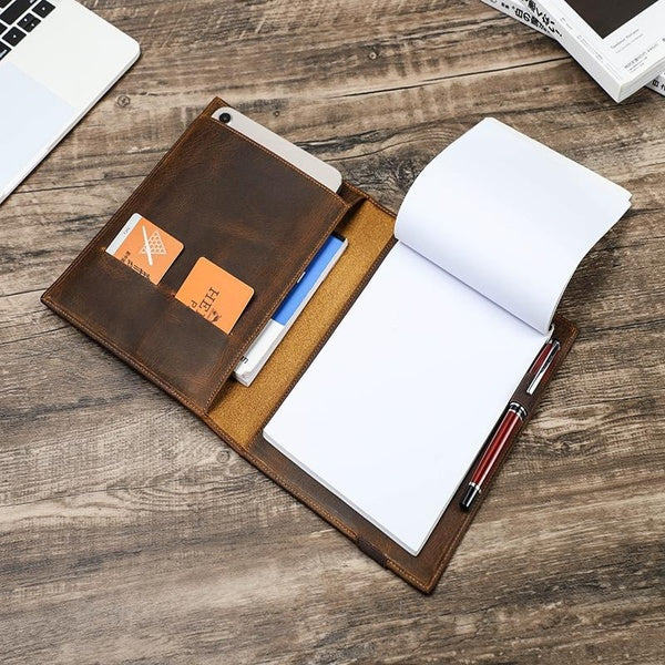 Genuine Leather Tablet-Notebook Sleeve Cover for 7.9-8.3-10.9-11 inch iPad & A5-B5 Notebook Vintage Portfolio Laptop Bags