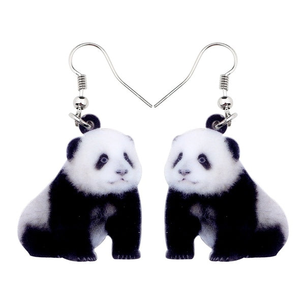 Acrylic Cute Panda Earrings Dangle Drop New Trendy Unique Animal Jewelry For Women Girls Kids Charms Accessories