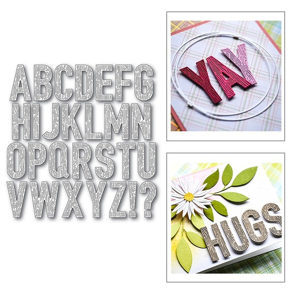 Nouveau Grain de bois Alphabet anglais matrices de découpe en métal pour bricolage artisanat faisant mot carte de voeux Scrapbooking Album pas de tim