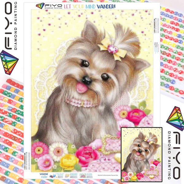 FIYO Cute Dog Diamond Painting Kits For Adults DIY 5D Diamond Mosaic Diamond Painting Home and Kitchen Fashion Canvas Pictures Wall Decoration Gifts