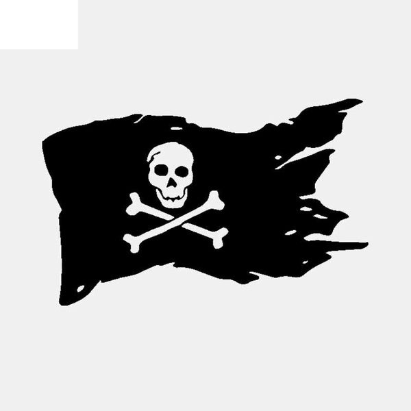 14.2CM*9CM Pirate Flag Vinyl Decal Skull Bones Cross Ship Car Sticker Decor Black-Silver C3-1836