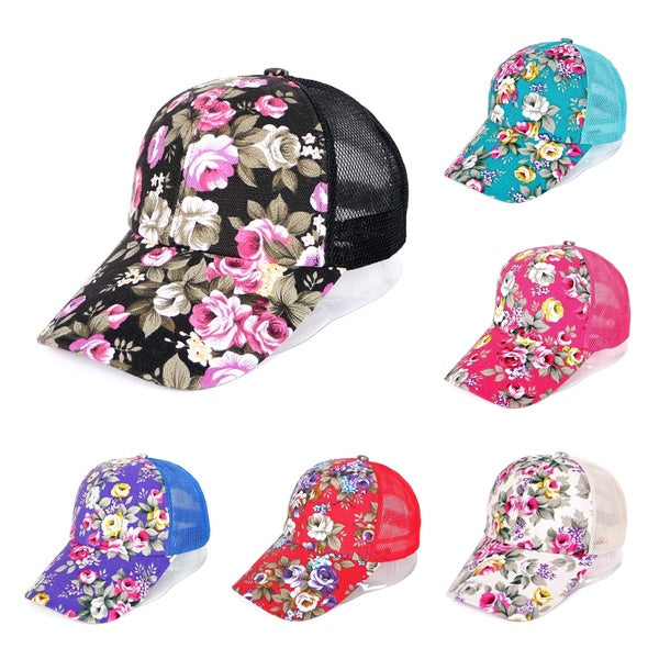 Floral Rose Baseball Net Hat Summer Shade Ladies Sun Hat Casquette Femme Floral Print