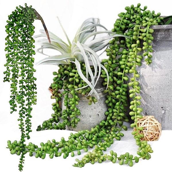 1-2pcs Succulents Plants Artificial,Realistic Hanging Faux Succulents Plants Indoor& Outdoor Plants Decor 2 FT Large Fake String of Pearls Plant for