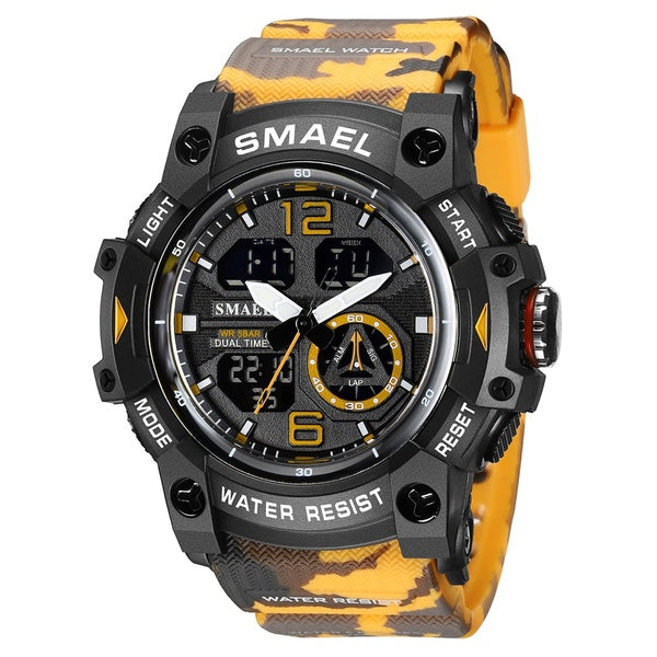 SMAEL 8007 hommes camouflage mode double montre de Sport de plein air pour homme étanche horloge lumineuse hommes Quartz montre-bracelet numérique