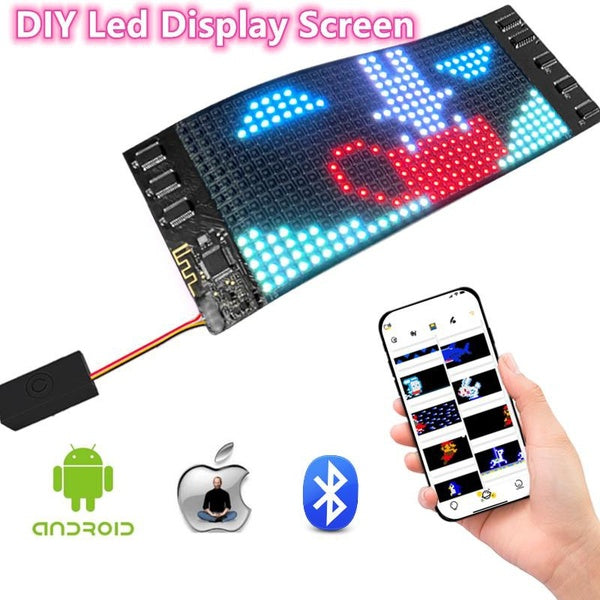 Bluetooth APP Control DIY Led Pixel Screen Light 16*32 Pixel Dots RGB Couleur Flexible LED Display Light Up DJ Equipment Décoration DIY Tissu Chapeau