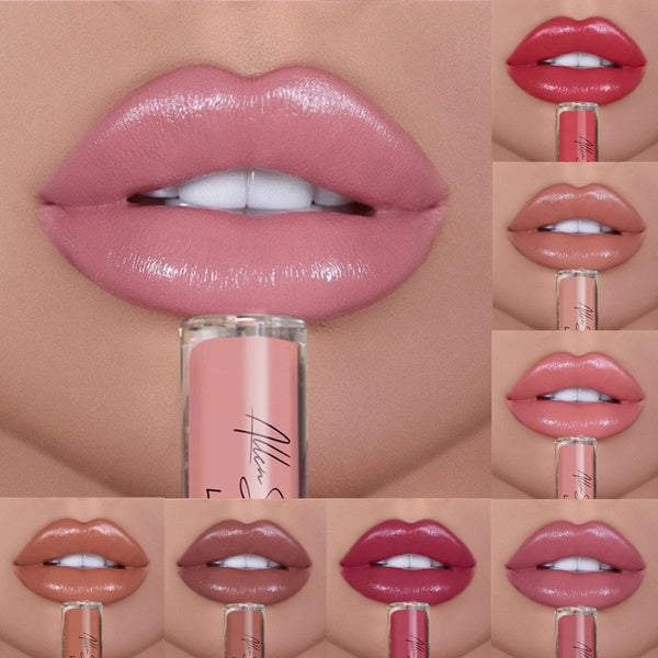 12Colors Creamy Nude Pink Creme Long Lasting Liquid Lipstick Makeup Waterproof Lips Gloss Lipstick Makeup