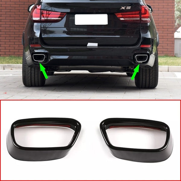 1 Pair Stainless Steel Car Tail Muffler Exhaust Pipe Frame Cover Trim For BMW X5 F15 2014-2018 X6 F16 2015-2018 (for M Sports Version)
