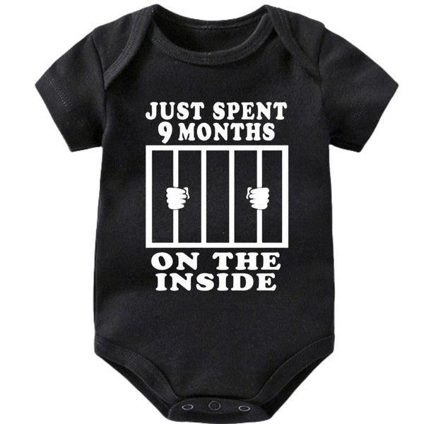Just Spent 9 Months On The Inside Baby Bodysuit,Cute Baby Onesie for Boys Girls,Creeper Infant One-piece,Funny Novelty Short Sleeve Jumpsuit Romper,N