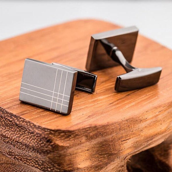 Mode 9 Style Stripes Black Mens Wedding Party Gift Shirt Boutons de manchette Boutons de manchette