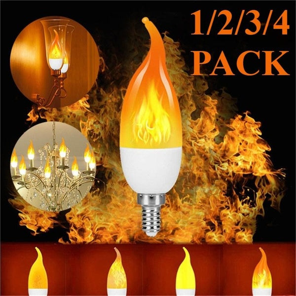 E14-E27 LED Flickering Flame Effect Light Bulb 4 Modes Fire Bulbs Atmosphere LED Light for Bar Festival Party Christmas Decoration(1-2-3-4Pack)